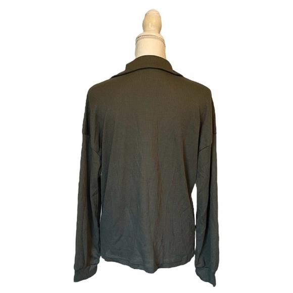 SHEIN Olive Green Long Sleeve Button-Up Women's Top Small - Picture 6 of 13